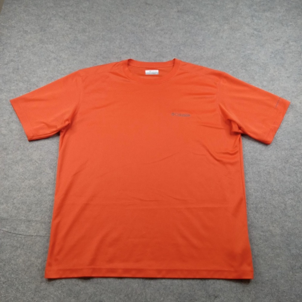 Columbia Shirt Mens Large Orange Lightweight Polyester Crewneck‎ Tee Outdoor